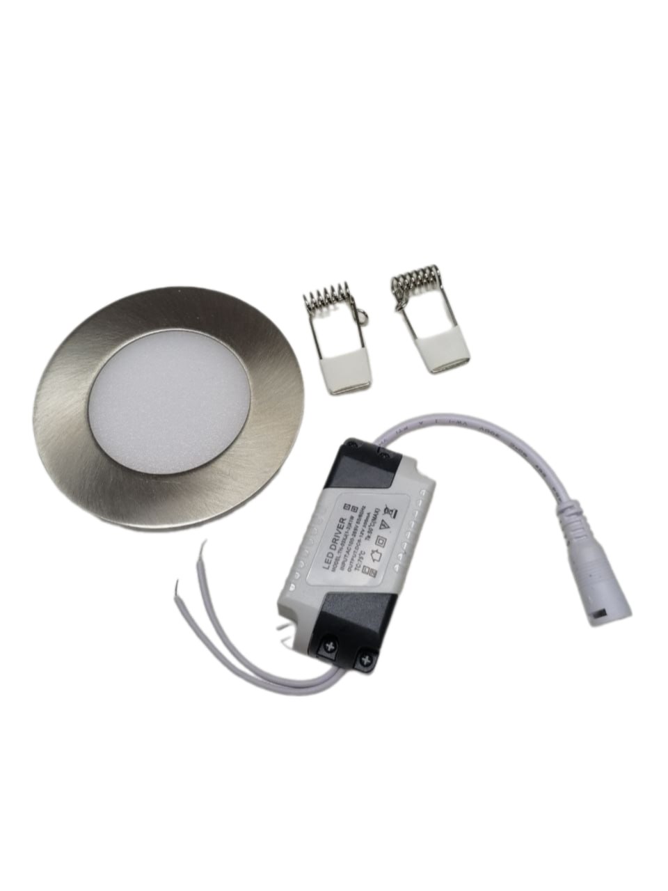 L017 Серая КРУГЛАЯ Лампа / ЭПРА в комплекте 3W 85-265 V (84 мм) Теплый свет